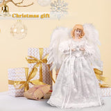 Christmas Tree Topper with Lights | 12.5 inch White Angel Tree Topper | Battery-Powered Tree Toppers Christmas Decorations