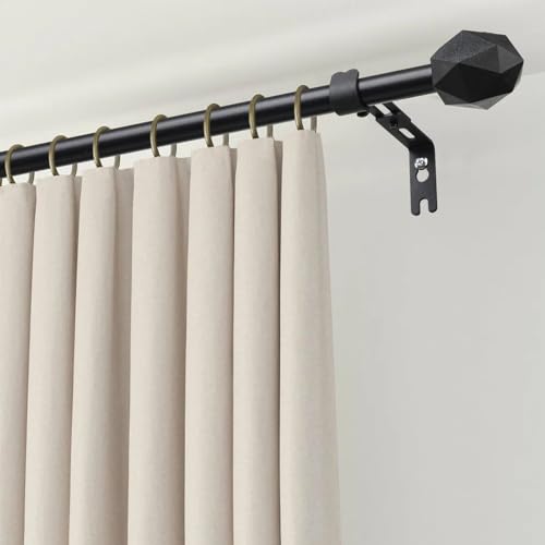 FLY HAWK Curtain Rods, 72" to 144" for Windows Curtain Rod Set, Modern Simplicity Decorative Style 5/8 Inch Metal Curtain Pole, Heavy Duty Drapery Rods with Brackets Black