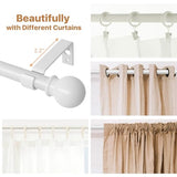 White Curtain Rods for Windows 28 to 48 Inch, Heavy Duty Curtain Rod Set with Brackets, Decorative Adjustable Curtain Rods for Bedroom, Living Room, 5/8" Metal Drapery Rod