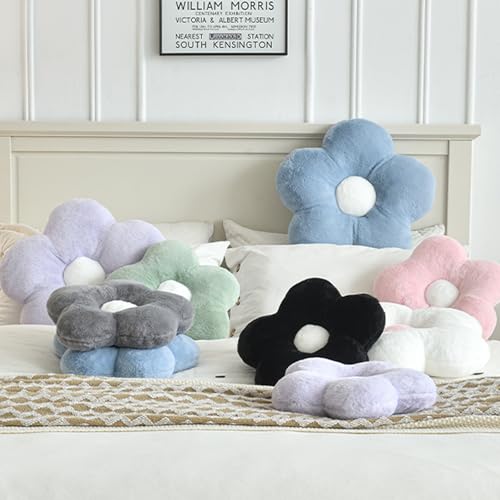 Flower Pillows, Soft Flower Shaped Pillow with Home Decorative for Couch Chair Bed,Flower Floor Throw Pillows for Adults Bedroom Living Room (Grey Blue, 15 Inches)