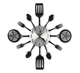 16 Inch Cutlery Kitchen Wall Clock - Silent Non-Ticking, Battery Operated, Fork & Spoon Design for Home, Dining Room Decor, for Mom, Wife, Cooking Lovers