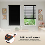 2" Slats Wood Blinds for Indoor Windows: Solid Wooden Blackout Blinds & Shades,Black Out Privacy Horizontal Blinds for Home Bedroom Bathroom Living Room Windows 22.5" WX48 H Black