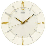 Seiko Clock KX214C Wall Clock, Radio, Analog, Cream, Glossy, Product Size: 12.8 x 12.8 x 1.8 inches (32.7 x 32.7 x 4.6 cm)