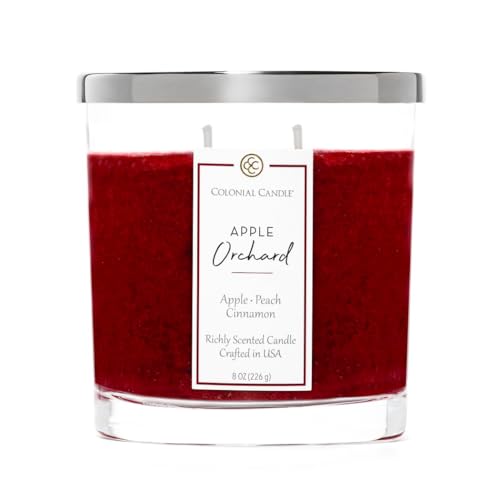 Colonial Candle Apple Orchard Scented Candle Jar, Highly Fragranced Candles for Home Scented, Mottled Wax Candle, 2 Wick, 8 oz - Made in the USA