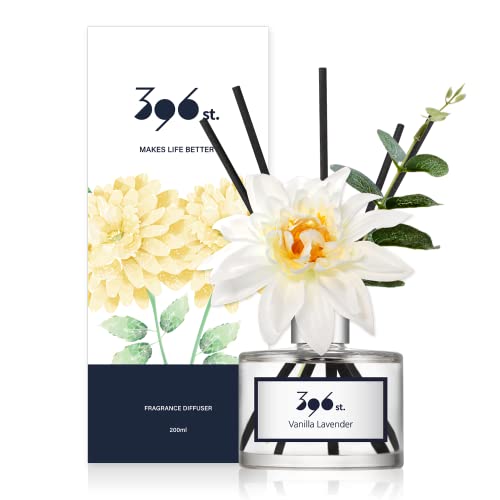 396 st. Dahlia Flower Reed Diffuser, Vanilla Lavender, 200ml(6.7oz) / Reed Diffuser Sets, Home Fragrance, Scented Oils, Home & Bathroom Décor
