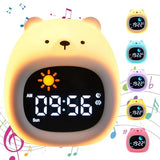 Sleep Trainer Clock for Kids, Bedside Cute Alarm Clock with Night Light Rechargeable Digital Clocks for Girls & Boys, Bear