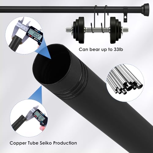 Curtain Rods for Windows 66 to 120 Inch(5.5-10 Feet),Black 1'' Diameter Drapery Rods with End Cap Style Design,Modern Adjustable Heavy Duty Curtain Rod,Size:32''-120''