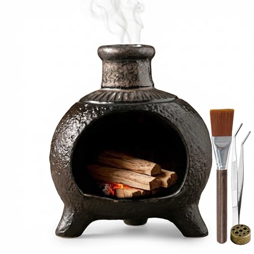 Ceramic Palo Santo Holder, Palo Santo Burner Chimney with Wide Opening & Heat-Resistant Design – Ideal for Meditation, Yoga, Aromatherapy, Spa, Calming Space (L/Black/Wide-Opening)