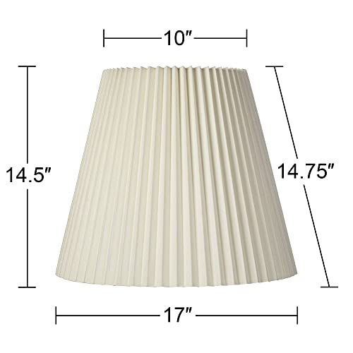 10" Top x 17" Bottom x 14 1/2" High x 14 3/4" Slant Lamp Shade (Pre-Assembled) Replacement Large Ivory White Bell Round Traditional Pleated Spider Harp Finial - Springcrest
