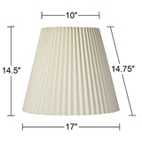 10" Top x 17" Bottom x 14 1/2" High x 14 3/4" Slant Lamp Shade (Pre-Assembled) Replacement Large Ivory White Bell Round Traditional Pleated Spider Harp Finial - Springcrest