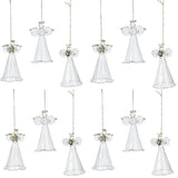 Spun Glass Angel Ornaments with Star/Heart/Praying Hands (Set of 12) Christmas Religious Decor