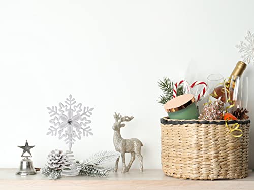 Christmas Traditions 5 inch Glittered Filigree Christmas Star Snowflake Tree Topper Star for Small/Mini X'Mas Tree/Home Decor/Christmas Table/Shelf Ornaments (Iridescent)
