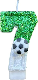 Birthday Number Candles White Soccer Number 7 Birthday Candles for Cake, Fun Glitter Birthday Candles Cake Cupcake Topper for Kids Adults Party Anniversary Supplies