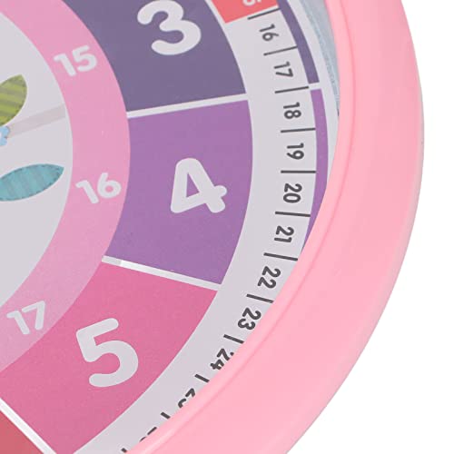 Quartz Battery Operated Round Easy to Read, Cartoon Colorful Quartz Time, Learning Hanging Clock for Kid's Bedroom Classr for Home Office Kitchen Classroom School Clock (Pink), Cartoon Colorful Qu