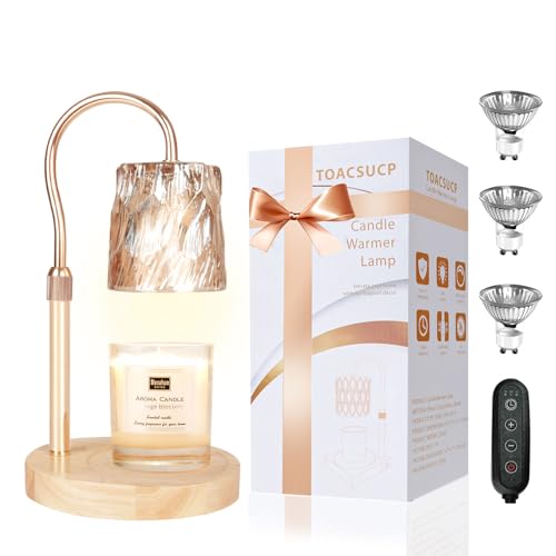 TOACSUCP Candle Warmer Lamp with 3 Bulbs, Adjustable Height Dimmable Candle Warmer with Timer, Compatible with Large Jar Candles, Candle Lamp with Charming Gift Box for Her/Him