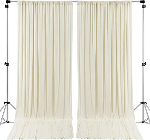 AK Trading CO. 10 feet x 10 feet IFR Polyester Backdrop Drapes Curtains Panels with 4" Rod Pockets (Rod Not Included) - Wedding Ceremony Party Home Window Decorations - Ivory