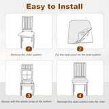 uxcell 2Pcs PU Leather Covers for Dining Room Chairs, Soft Waterproof Dining Seat Covers Removable Stretch Chair Cushion Slipcovers with Elastic Band for Home, Kitchen(45-56cm, L, White)