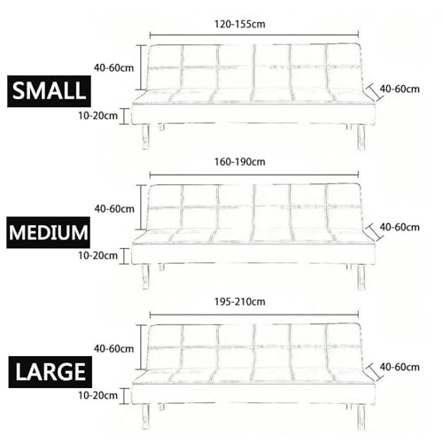 All-Inclusive Futon Armless Cover Anti Scratch, Removable Armless Futon Cover 3/2/1 Seater Stretch Sofa Bed Slipcover, Small Checks Jacquard Fabric, Washable Sofa Bed Cover Futon,I,L1