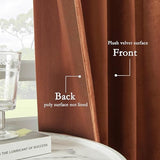 Timeper Burnt Orange Pleat Back Tab Velvet Curtains W52 x L84 inches 2 Panels, Room Darkening Solid Home Decor Curtains for Bedroom Living Dining Room Thermal Insulated Luxury Super Soft Window Drapes