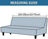 YOPOIY Rich Textured Futon Cover Fitted Non-Slip Futon Slipcover Premium Polyester with Small Checked Armless Sofa Cover with Elastic Bottom -blue-3-160-190cm