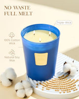 M&SENSE Peaceful Patchouli Soy Candle, 35oz 3-Wick, Yoga Scented Candles