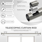 HEI! DEAR Brushed Nickel Curtain Rods for Windows 48 to 84 Inch(4-7ft), 1 Inch Diameter Heavy Duty Curtain Rod, Adjustable Decorative Drapery Poles 36-88", Satin Nickel