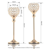 Gold Crystal Candle Holders Set of 2,Oversized Crystal Globe