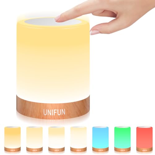 Touch Control Night Light - Rechargeable Bedside Table Lamp with Dimmable Warm White (2800K-3100K) & RGB Color Changing, Portable Cordless LED Lamp for Bedroom, Nursery, Living Room