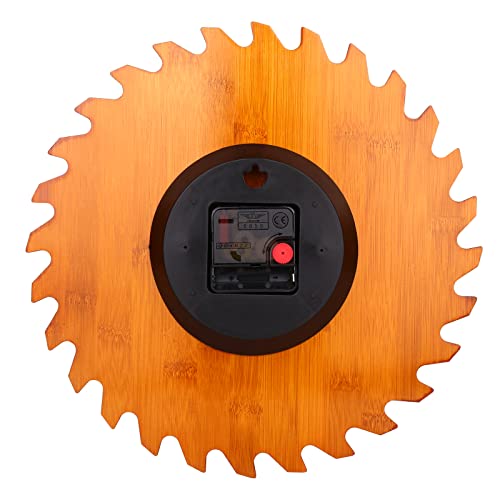 12 Inch Wood Wall Clock with Circular Saw Blade Dial, Handsaw and Hammer Pointer,Great Decor for Farmhouse,Garages and Man Cave