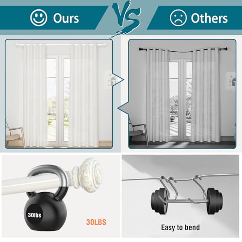 Turquoize 2 Pack Adjustable Window Curtain Rods, 16.2 to 43.8 Inch, White with Classic Finials