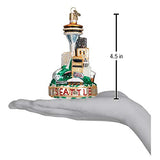 Old World Christmas Seattle Skyline Glass Blown Ornament for Christmas Tree, Handcrafted Holiday Decoration, Landmark Collection