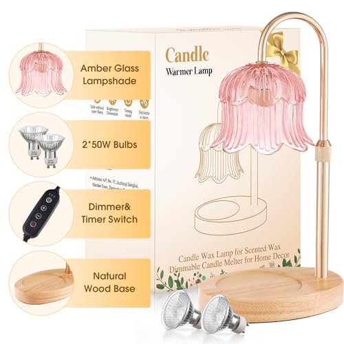 Candle Warmer Lamp Adjustable Timer Electric－Pink Flower Wax lamp