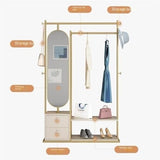 Full-Length Mirror Multifunctional Floor-Standing Coat Rack Fitting Mirror Combination Living Room Bedroom Dressing Mirror with Lockers Full Length Floor Mirror (Gold 115cm)