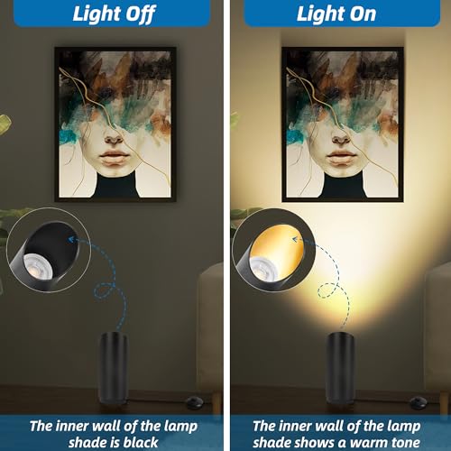 2 Pack Up Lights Indoor Floor Can Light, 6W 3000K GU10 LED Spotlights, Indoor Uplights for Home Accent, Plant, Artwork, 5.9FT Plug Cord & Foot Switch, Black