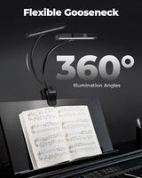Kootek Music Stand Light, Eye Caring Clip-on Piano Lamp, 360° Flexible Gooseneck Adjustable Brightness USB Rechargeable for Sheet, Book Reading, Orchestra, Podium, Easel