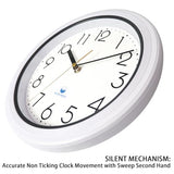 Caysie 11 Inch Sealed Indoor Outdoor Waterproof Wall Clock, Durable Silent Non-Ticking Battery Operated Quality Quartz Round Clock, Wall Decorative for Patio, Pool, Bathroom (White)
