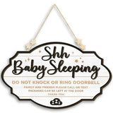 Woodamore Shhh Baby Sleeping Sign for Front Door - Please Do Not Knock Or Ring Doorbell Sign, Baby Sleeping Door Sign, No Knocking Door Sign, No Soliciting Do Not Knock Sign