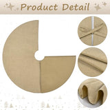 Yuboo Mini Burlap Brown Tree Skirt, 24in Small Double-Layer Linen Rustic Farmhouse Spring Summer Xmas Skirt for Tabletop Tree Countryside Xmas Party Decor Ornaments