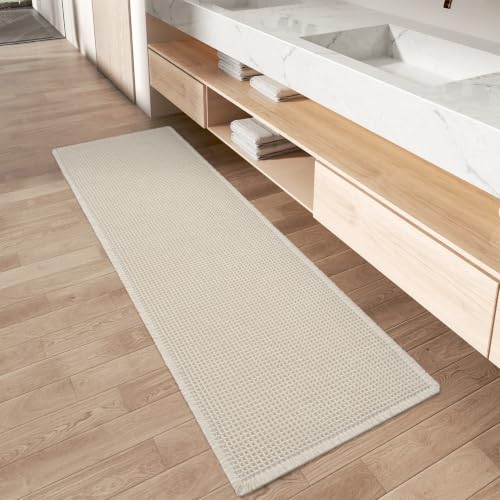 Upgraded Waffle Bath Mat Runner Absorbent Non Slip Bathroom Mat, 2' x 6'