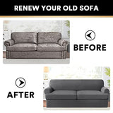PrinceDeco 3 Pieces Loveseat Slipcover Bundle T Cushion Seat Couch Covers, Grey