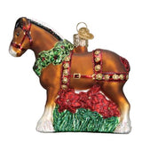Old World Christmas Holiday Clydesdale Glass Blown Ornament for Christmas Tree, Handcrafted Holiday Decoration, Farm Animal Collection