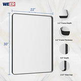 WEER Black Bathroom Mirror 22X30 Inch, Rounded Rectangle Matte Black Bathroom Vanity Mirror, Black Metal Framed Mirror for Wall, Tempered Glass, Anti-Rust, Hangs Horizontal or Vertical