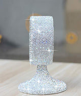 Luxury Rhinestone Small Alarm Desk Table Clock Morning Call Handmade Fashion Design for Bedroom Houseroom Living Room Cute As Gift AR (Silver)