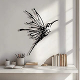 LIYAOLI 3D Metal Hummingbird Wall Art - Unique Black Outdoor Garden Decor, Waterproof Bird Sculpture for Patio, Living Room, Bedroom & Bathroom(12.3"x16.5")