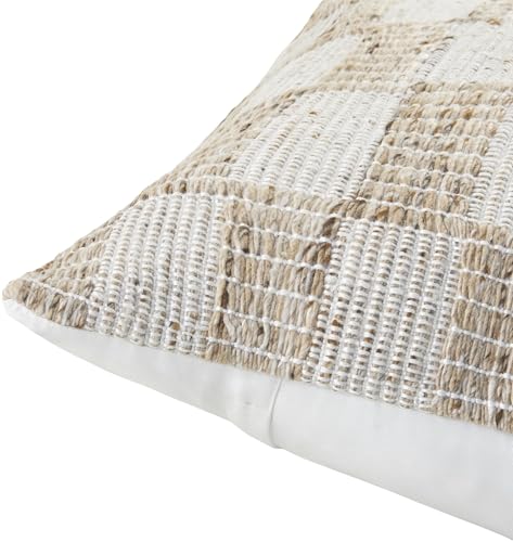 Livabliss x Galey Alix Katalina Indoor/Outdoor Accent Pillow Cover with Poly Insert, 20" L x 20" W, Beige/Checkered