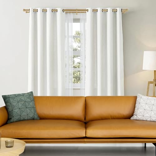 Double Curtain Rods with Aluminum End Cap and Full Surround Brackets,1"Front and 5/8" Back Rod,Adjustable between 36 to 72 Inches (3-6 Feet), Warm Gold Double Window Drapery Rod