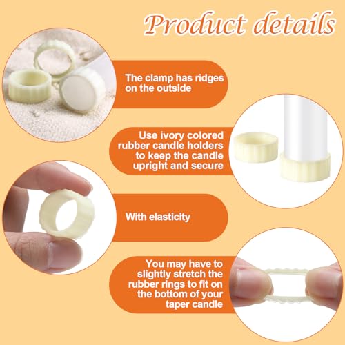 Pushglossy 20 Pack Rubber Taper Candle Hugger Grips Rings Holders Stay Put Candle Grips Inserts Keep the Bougie Upright and in Place for Taper Bougie Cups