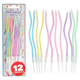 12 Count Pastel Twisted Spiral Birthday Candles, Rainbow Spiral Birthday Candles with Holders, Candle for Cake, Party Candle Set, Cake Candles