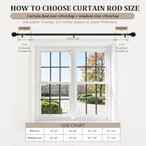 Black Curtain Rods for Windows 72 to 144 Inch 1" Diameter Heavy Duty Metal Adjustable Extra Long Blackout Traverse Window Treatment Rods with Decorative Finials Doorway Living Room Bedroom Kitchen