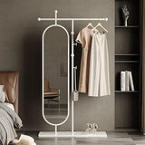 Decorative Simple Floor-Standing Coat Rack, Bedroom Home Dressing Mirror, rotatable Full-Length, Clothes for Living Room(White,80cm)